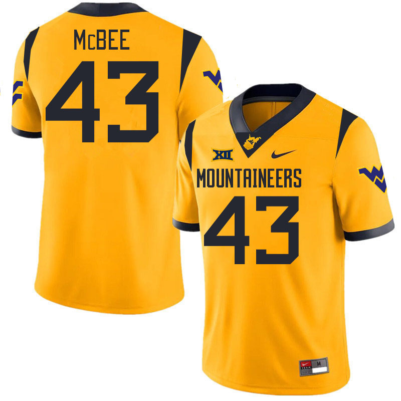 Men #43 Colin McBee West Virginia Mountaineers College 2024 New Uniforms Football Jerseys Stitched S